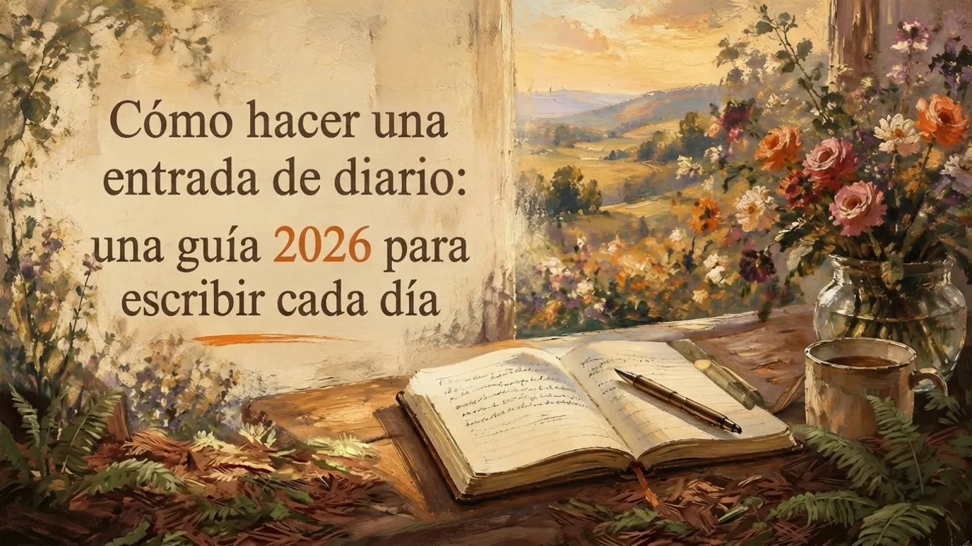 Ilustración en rotoscopia pictórica creada para el artículo Cómo hacer una entrada de diario: guía 2026 para escribir cada día